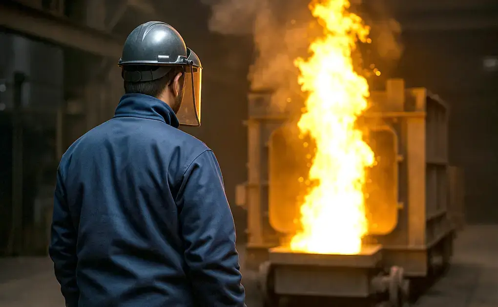 Graphic of a person in multi-standard clothing standing in front of a welding flame Graphic of a person in multi-standard clothing standing in front of a welding flame