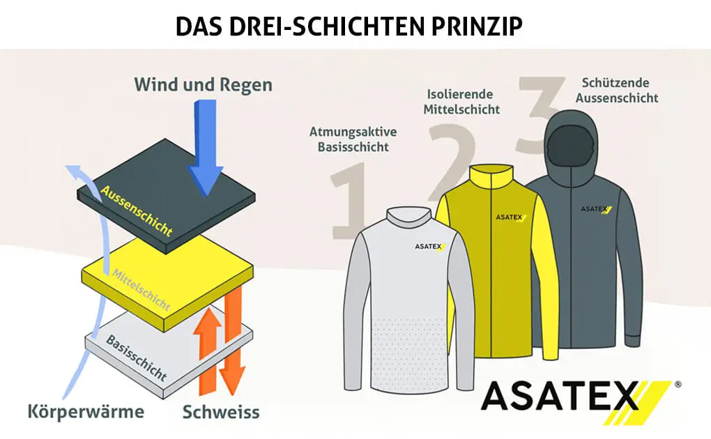 Grafik des Dreischichtensystems